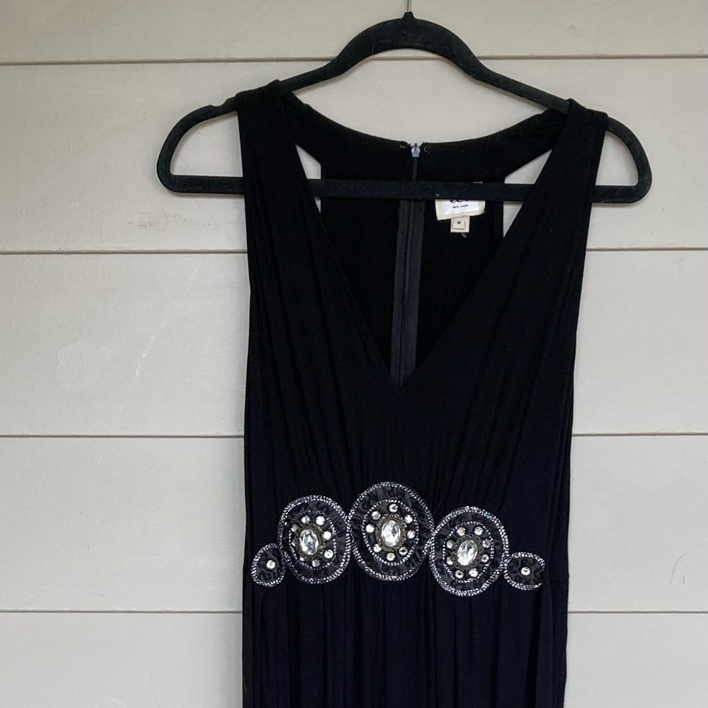 Eci black jumpsuit with beautiful bead work at waist